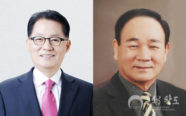 더불어민주당 박지원 후보(왼쪽)와 국민의힘 곽봉근 후보(오른쪽)